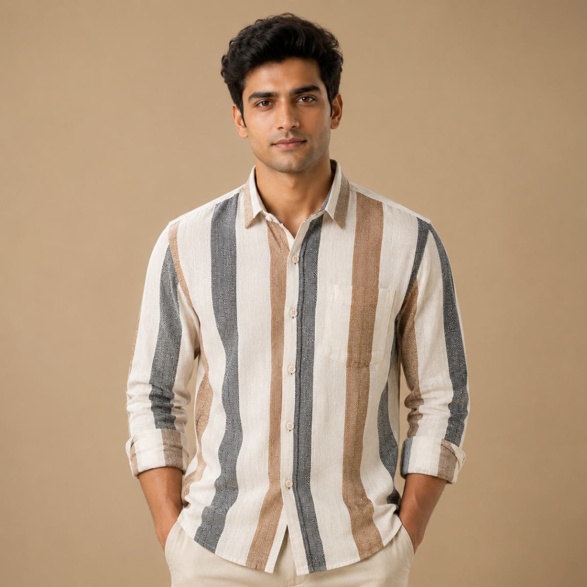 3 Pack Classic Striped Cotton Shirts ( C10 )
