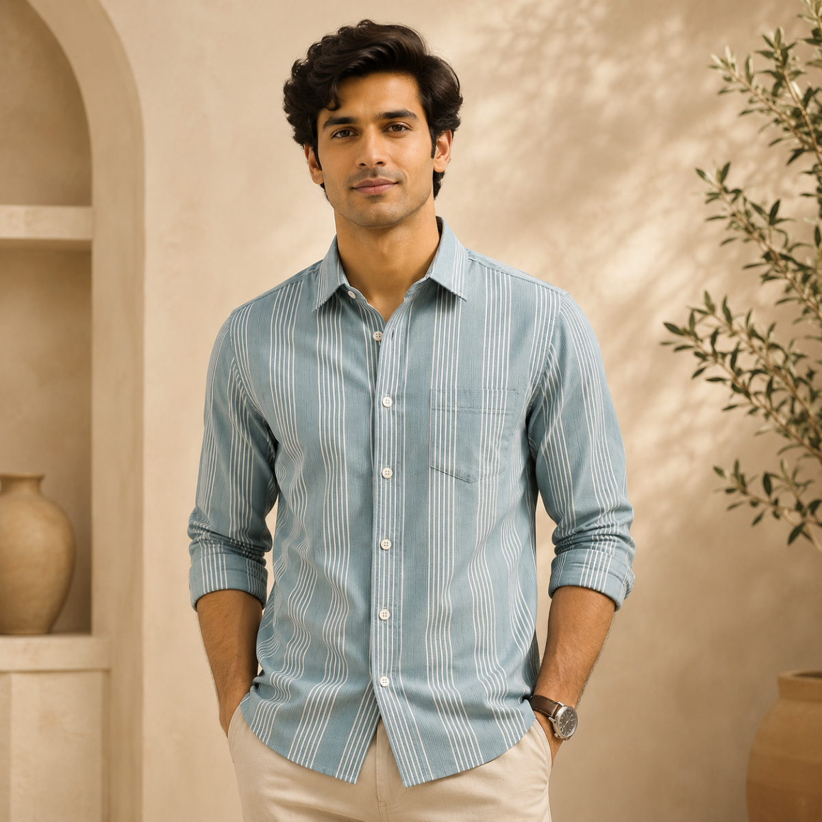 3 Pack Classic Striped Cotton Shirts ( C10 )