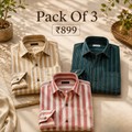 3 Pack Classic Striped Cotton Shirts ( C2 )