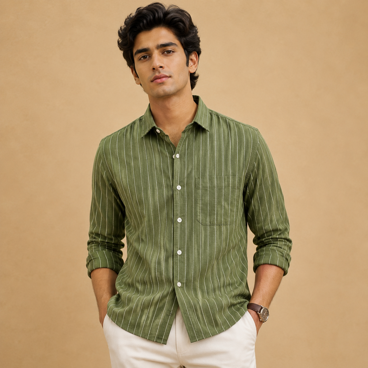 3 Pack Classic Striped Cotton Shirts ( C4 )