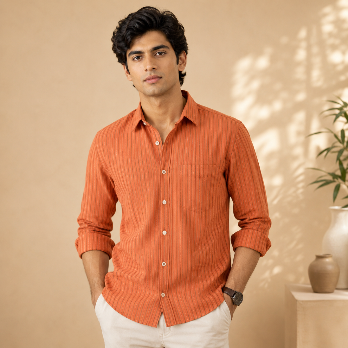 3 Pack Classic Striped Cotton Shirts ( C4 )