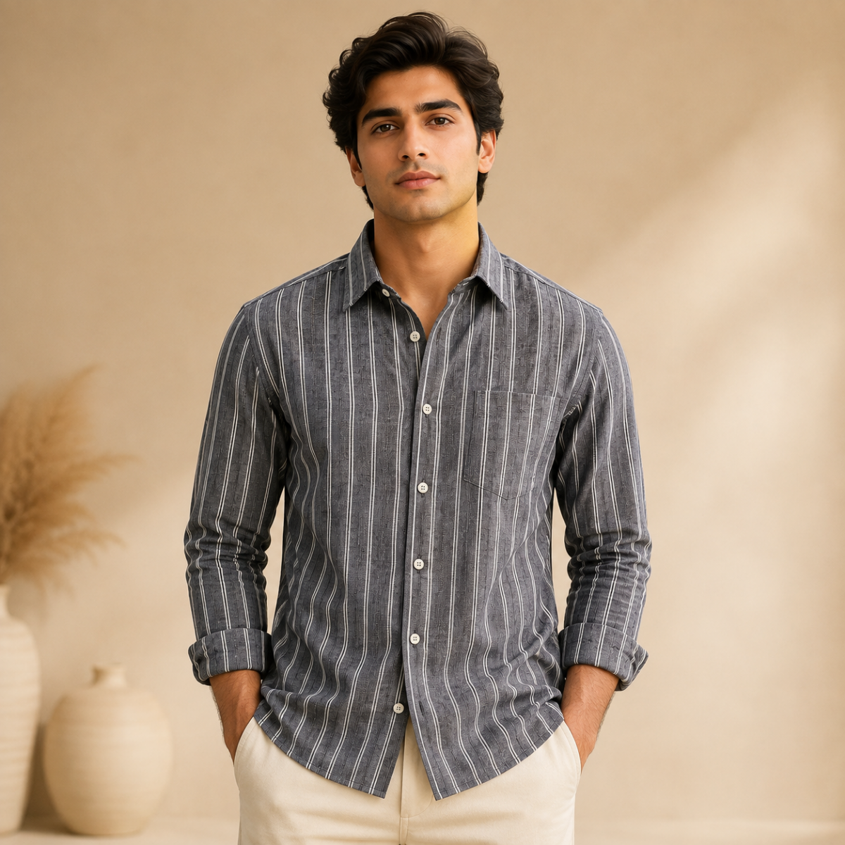 3 Pack Classic Striped Cotton Shirts ( C1 )