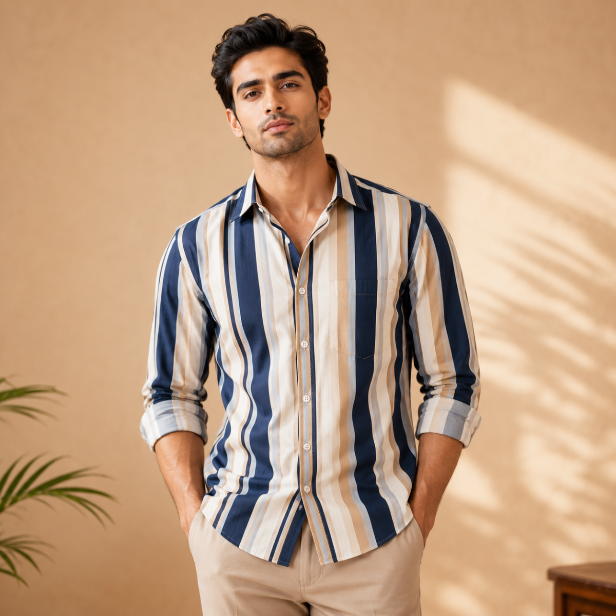 3 Pack Classic Striped Cotton Shirts ( C5 )