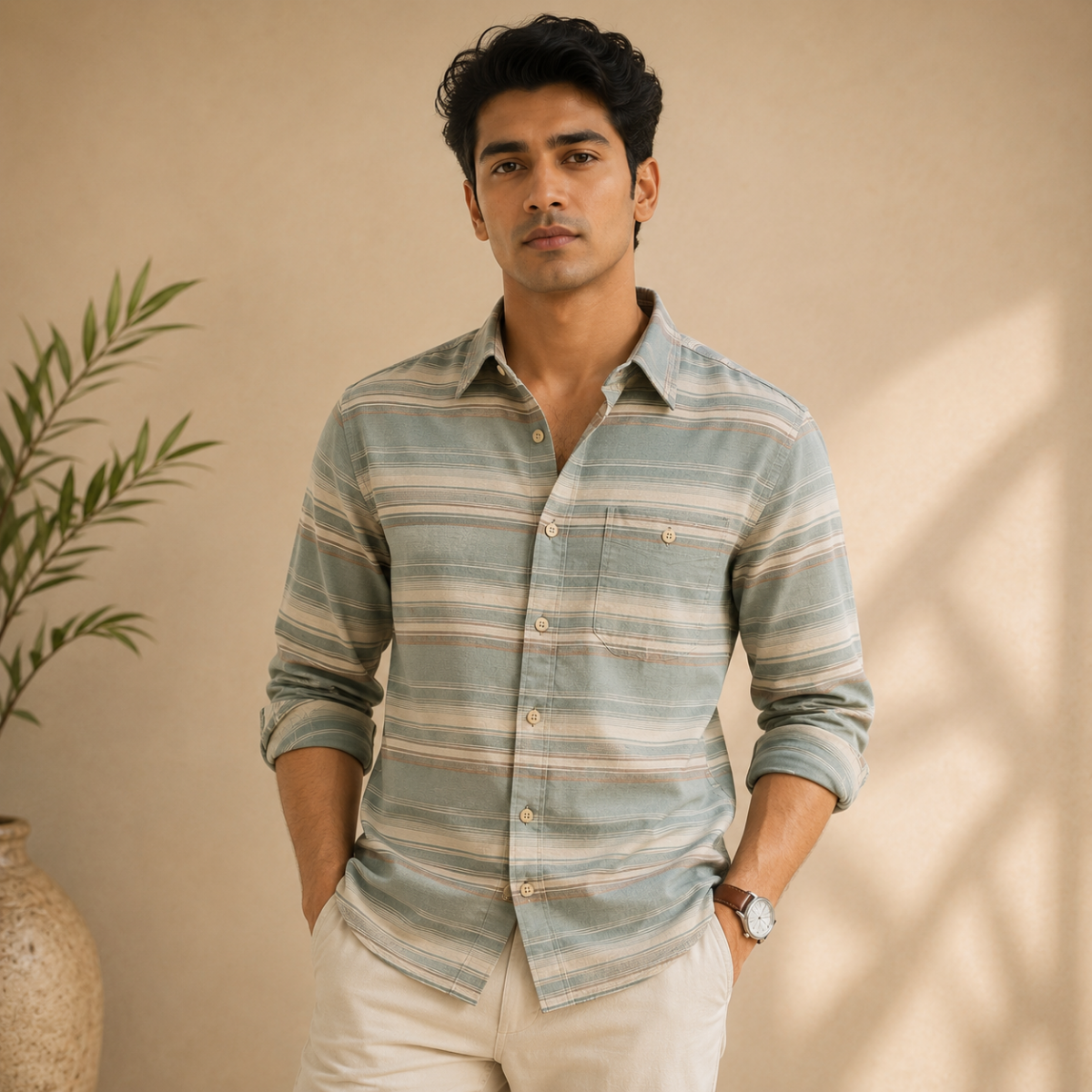 3 Pack Classic Striped Cotton Shirts ( C6 )