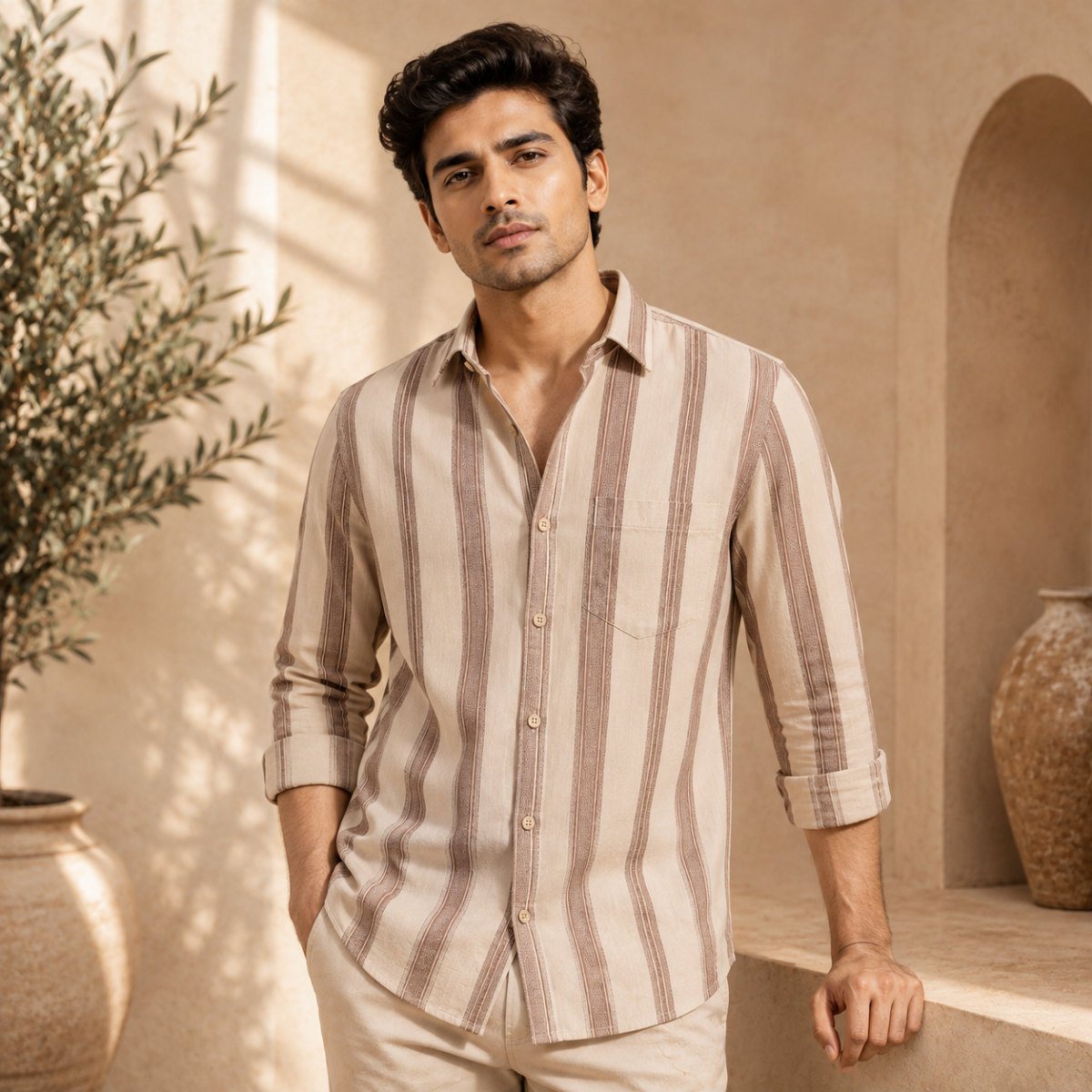 3 Pack Classic Striped Cotton Shirts ( C6 )