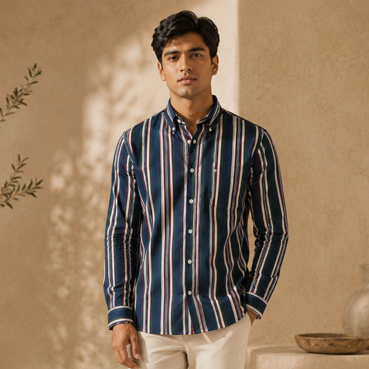 3 Pack Classic Striped Cotton Shirts ( C7 )