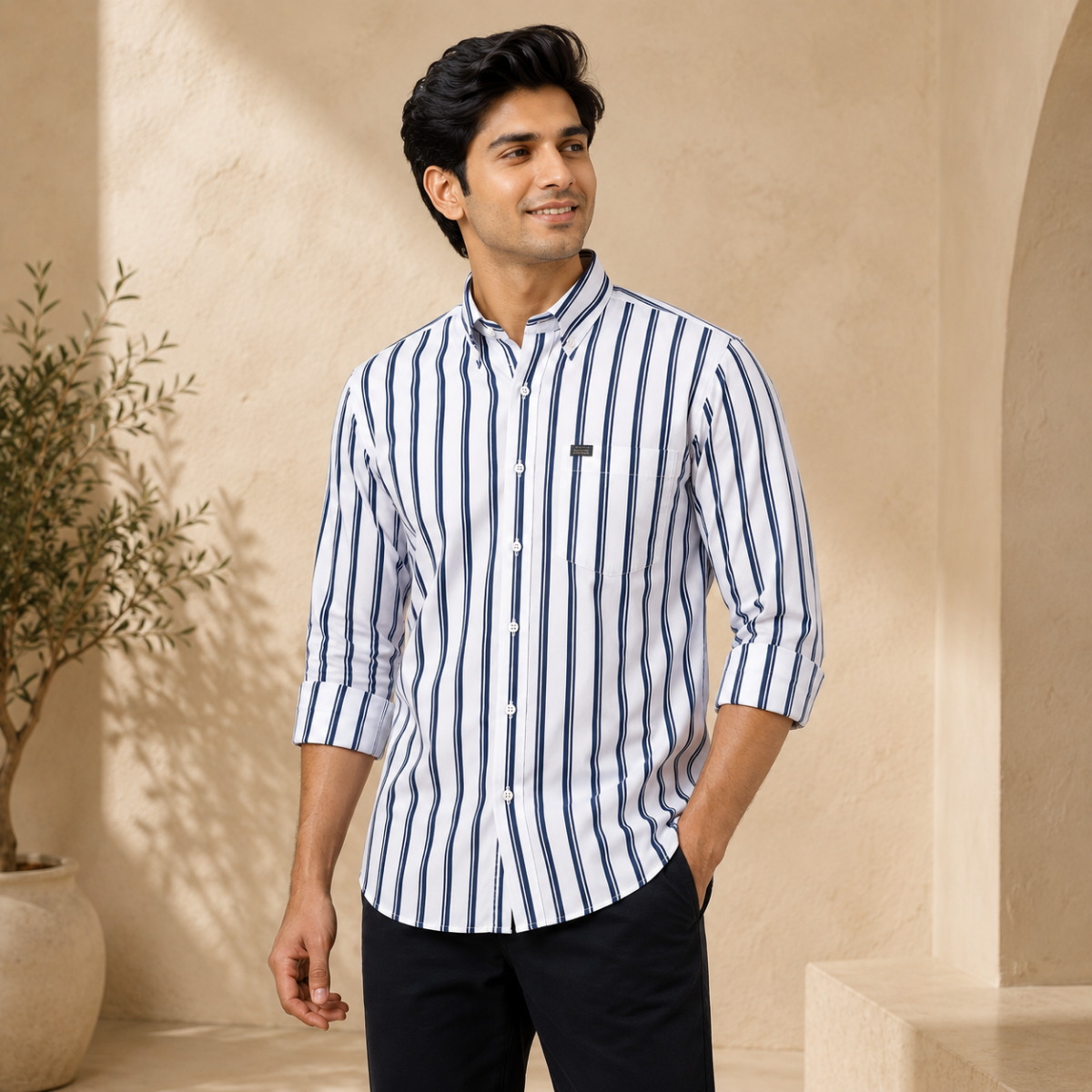 3 Pack Classic Striped Cotton Shirts ( C7 )