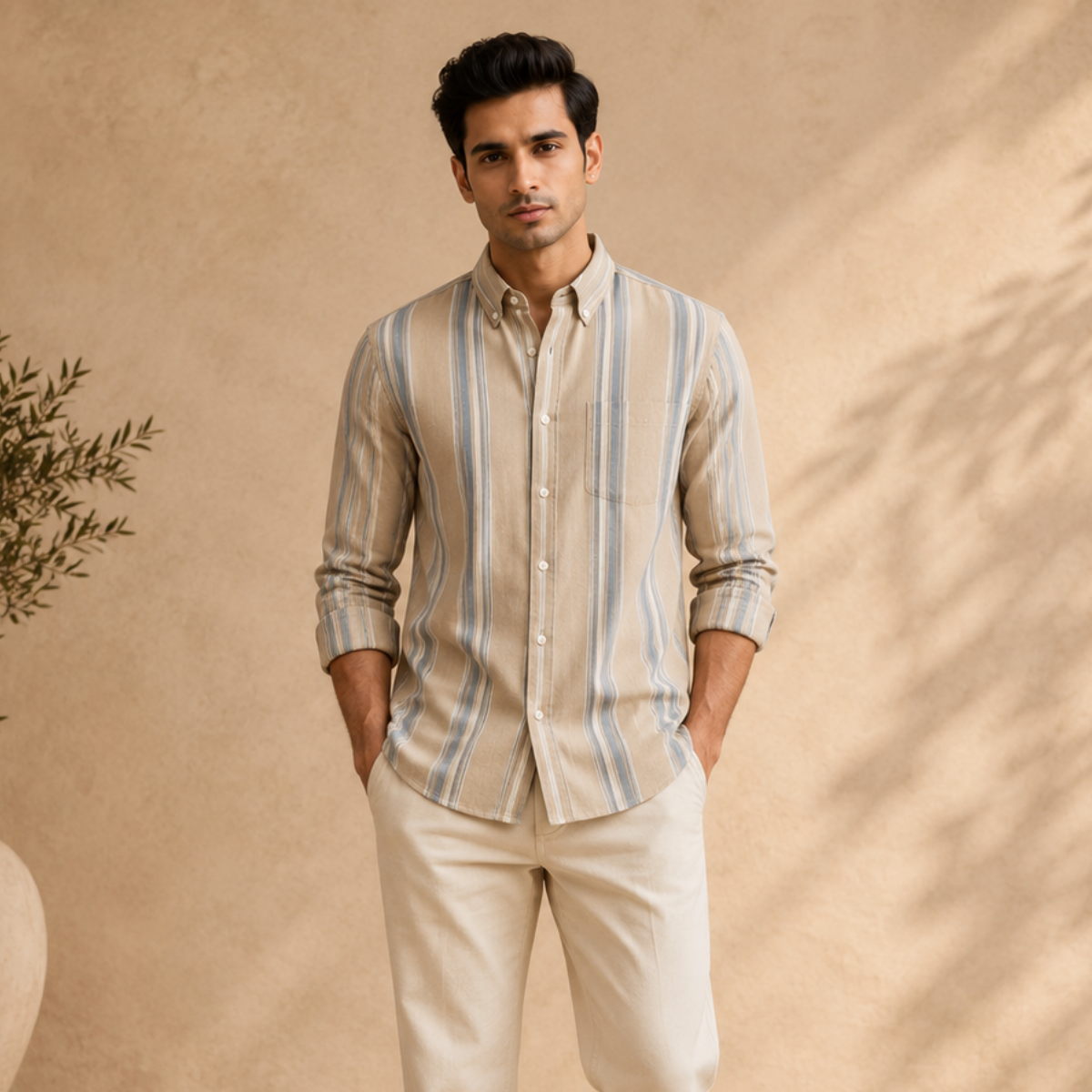 3 Pack Classic Striped Cotton Shirts ( C8 )