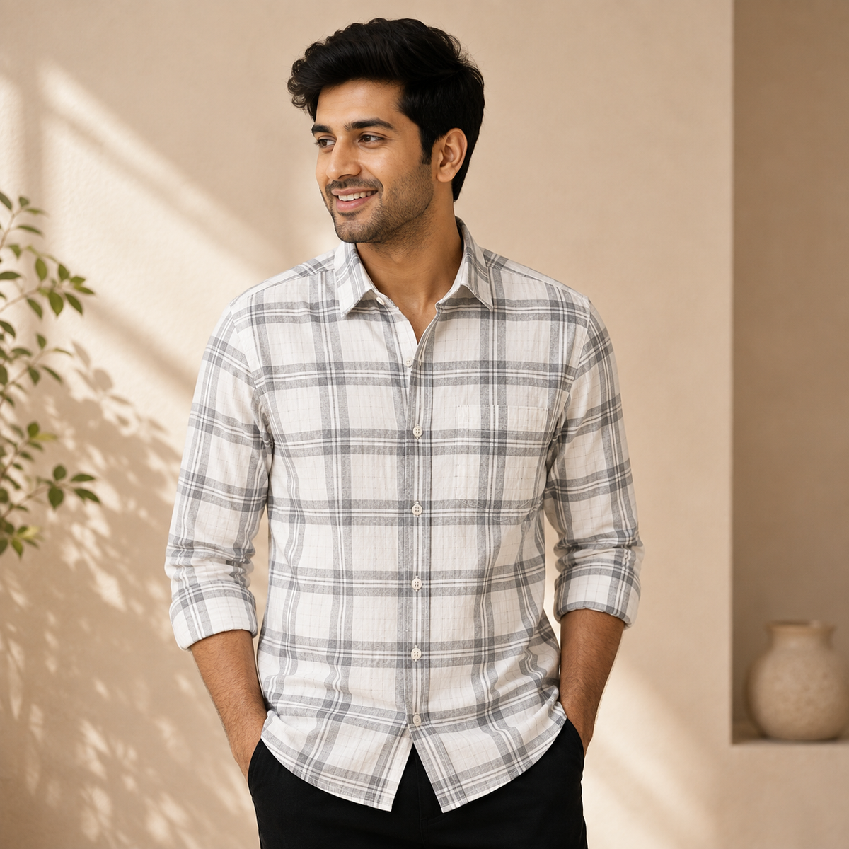 3 Pack Checked Cotton Shirts ( C-3 )