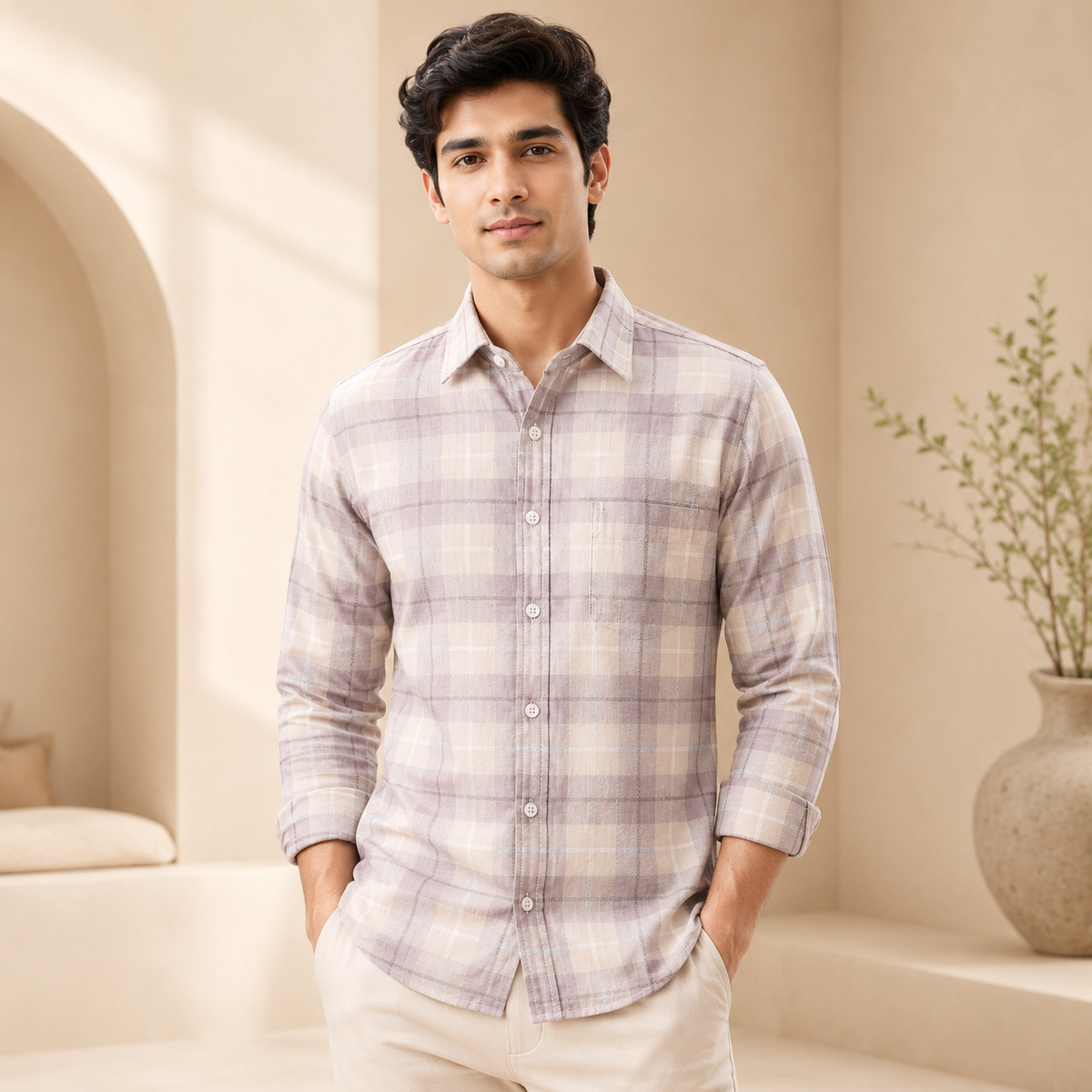 3 Pack Checked Cotton Shirts ( C-4 )