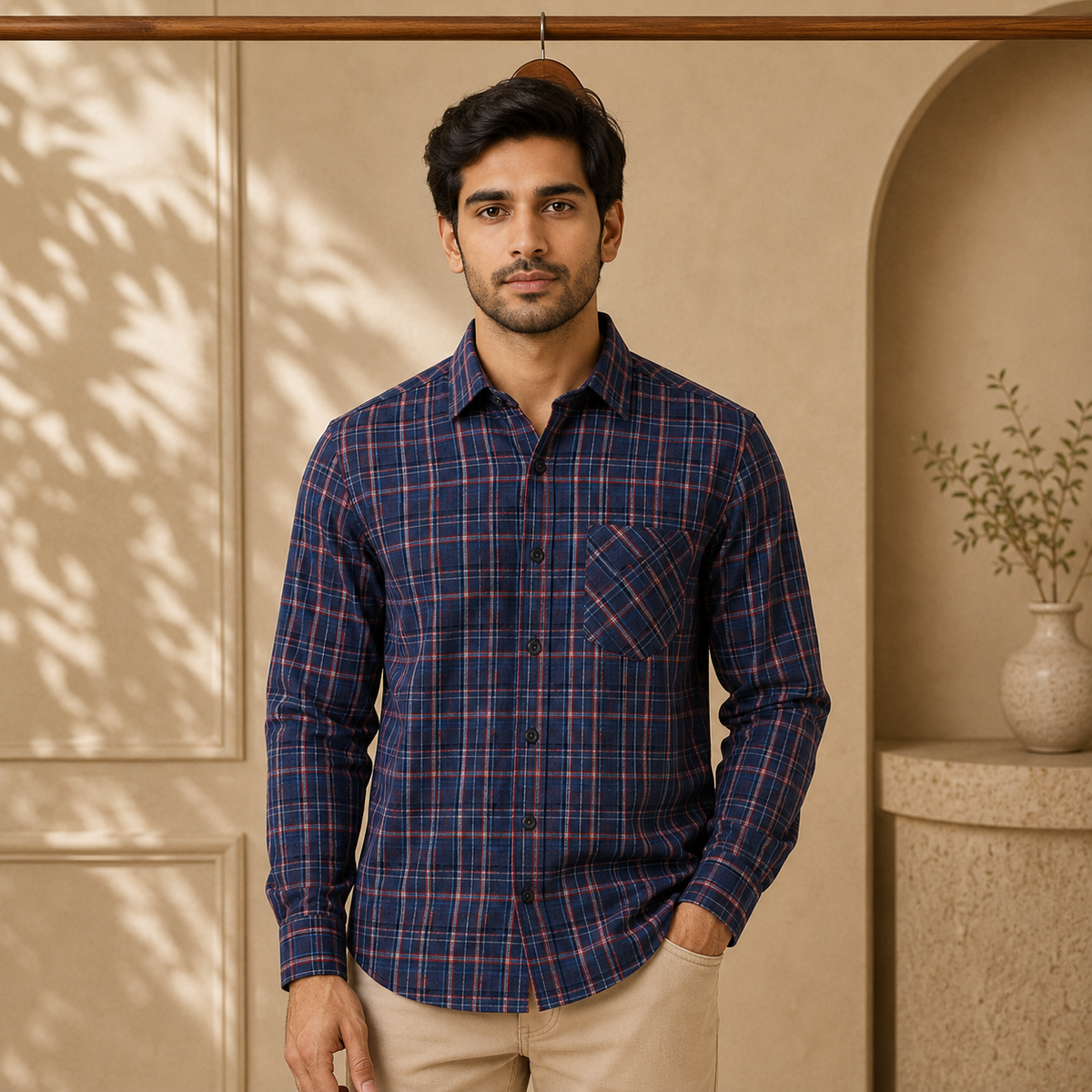 3 Pack Checked Cotton Shirts ( C-7 )